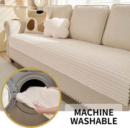 Waterproof Couch Cover for Dogs Washable,Faux Fur Pet Couch Covers for Sofa,Soft Dog Bed Cover Non-Slip Couch Covers for 3 Cushion Couch Sofa Pet Friendly (Off White, 35" x 82")