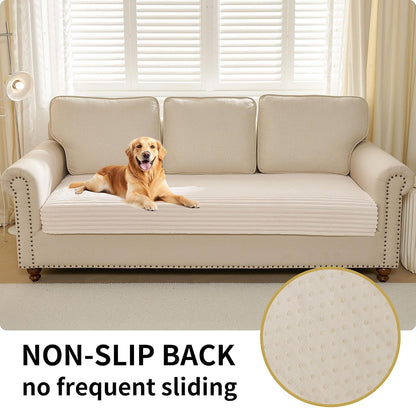 Waterproof Couch Cover for Dogs Washable,Faux Fur Pet Couch Covers for Sofa,Soft Dog Bed Cover Non-Slip Couch Covers for 3 Cushion Couch Sofa Pet Friendly (Off White, 35" x 82")