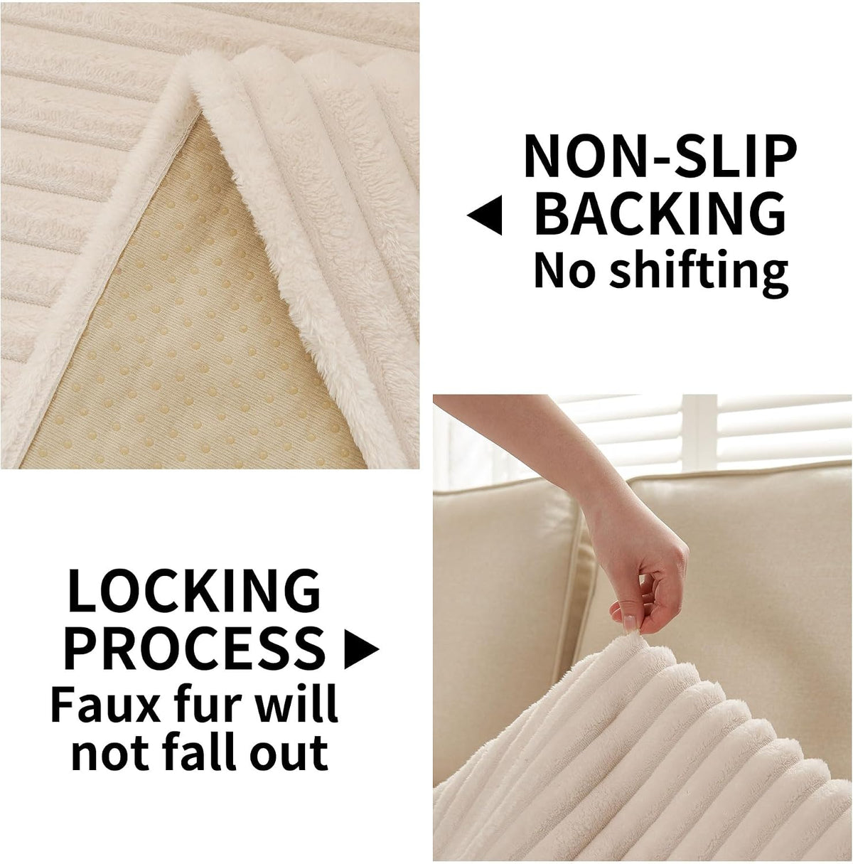 Waterproof Couch Cover for Dogs Washable,Faux Fur Pet Couch Covers for Sofa,Soft Dog Bed Cover Non-Slip Couch Covers for 3 Cushion Couch Sofa Pet Friendly (Off White, 35" x 82")