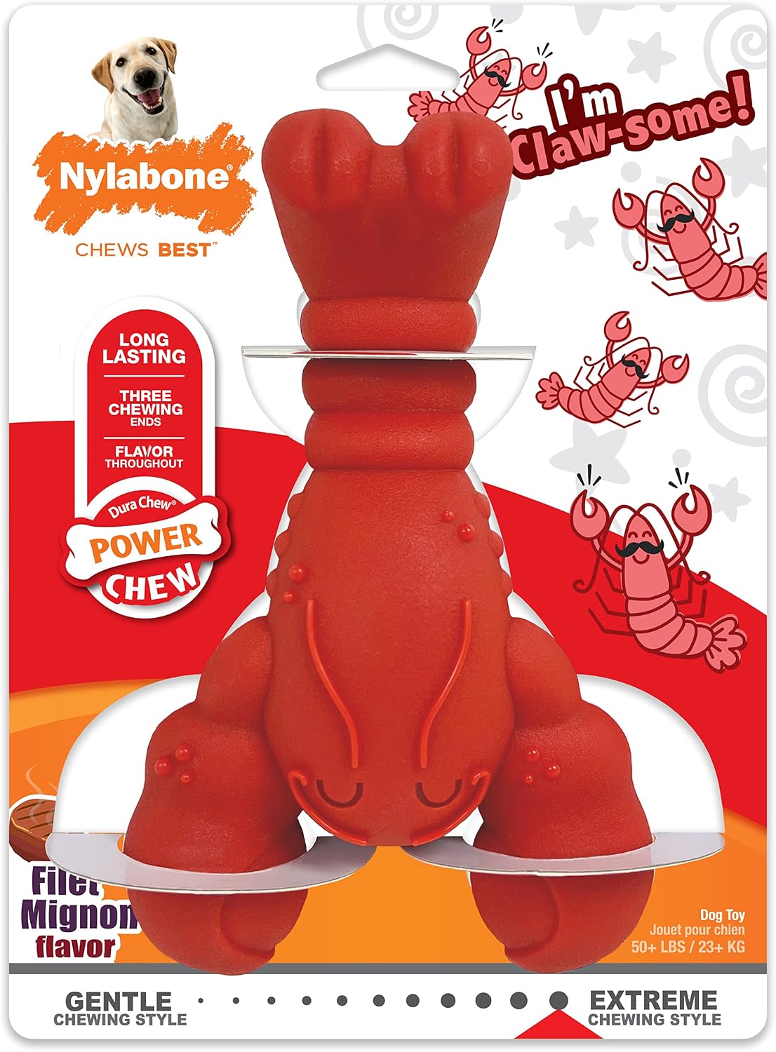Lobster Power Chew Toy for Dogs, Dog Toys for Aggressive Chewers