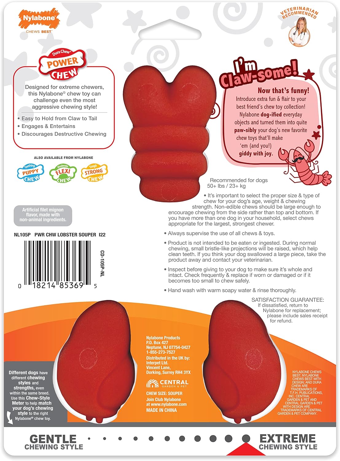 Lobster Power Chew Toy for Dogs, Dog Toys for Aggressive Chewers