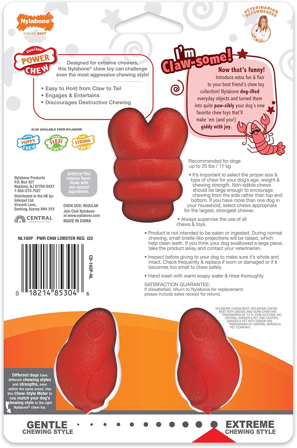 Lobster Power Chew Toy for Dogs, Dog Toys for Aggressive Chewers