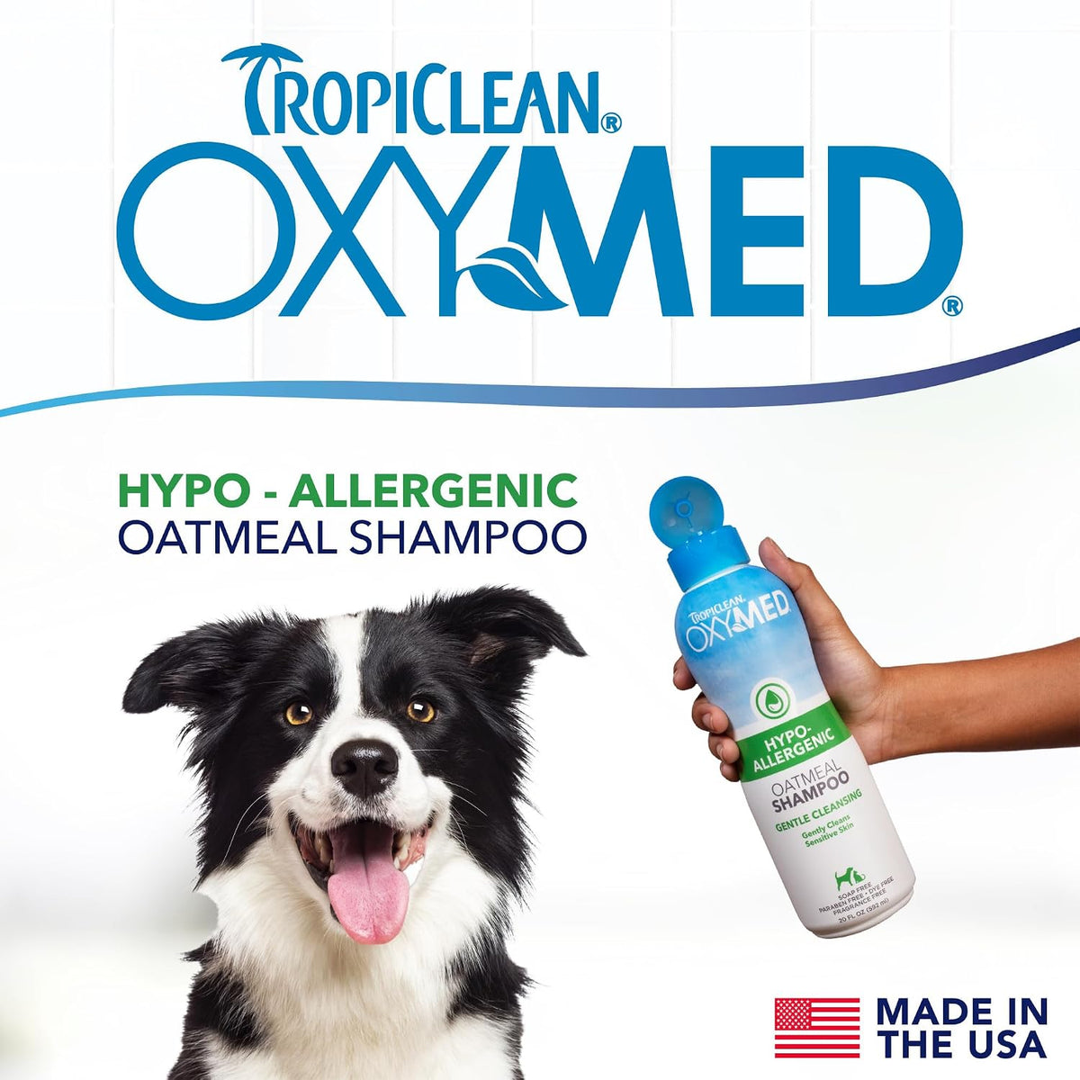 OxyMed Hypoallergenic Dog Shampoo for Allergies and Itching, Skin Soothing Shampoo for Pets with Sensitive Skin, Tearless, Cat Safe, 20oz.