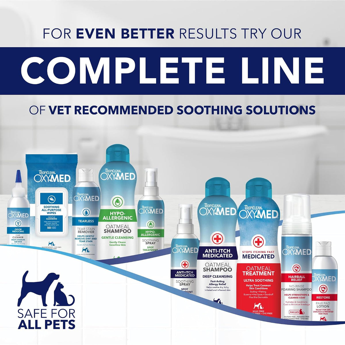 OxyMed Hypoallergenic Dog Shampoo for Allergies and Itching, Skin Soothing Shampoo for Pets with Sensitive Skin, Tearless, Cat Safe, 20oz.