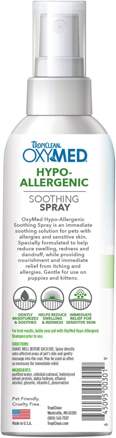 OxyMed Hypoallergenic Dog Shampoo for Allergies and Itching, Skin Soothing Shampoo for Pets with Sensitive Skin, Tearless, Cat Safe, 20oz.