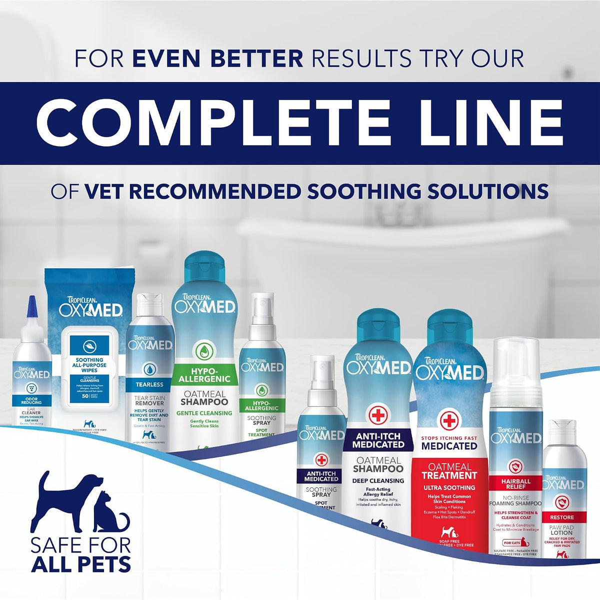 OxyMed Hypoallergenic Dog Shampoo for Allergies and Itching, Skin Soothing Shampoo for Pets with Sensitive Skin, Tearless, Cat Safe, 20oz.