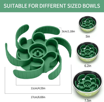 Slow Feeder Dog Bowls Insert,Third Generation upgradedSuper Firm Eating Bowl（Cuttable） for Large Breed and Medium Small Size Compatible with Regular Elevated Metal Glass Dog Bowl (Gray)