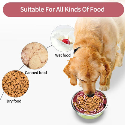 Slow Feeder Dog Bowls Insert,Third Generation upgradedSuper Firm Eating Bowl（Cuttable） for Large Breed and Medium Small Size Compatible with Regular Elevated Metal Glass Dog Bowl (Gray)