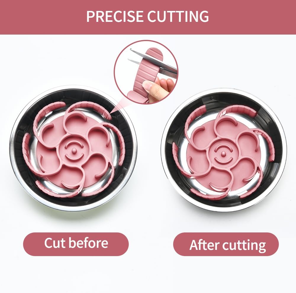 Slow Feeder Dog Bowls Insert,Third Generation upgradedSuper Firm Eating Bowl（Cuttable） for Large Breed and Medium Small Size Compatible with Regular Elevated Metal Glass Dog Bowl (Gray)