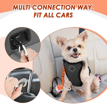Dog Seatbelt, 2 Pack Adjustable Heavy Duty Dog Safety Seat Belt | Reflective, Durability, Easy of Use, with Elastic Bungee Buffer Metal Hardware, for Travel Riding in Vehicle Daily Use, Black