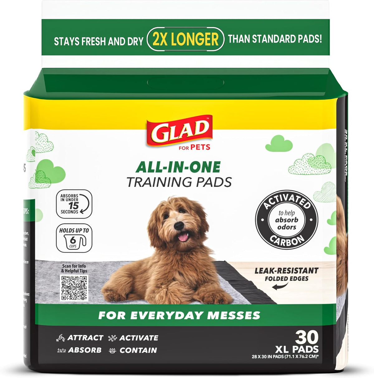 Glad for Pets XL Charcoal Training Pads for Dogs and Puppies, 30 Count