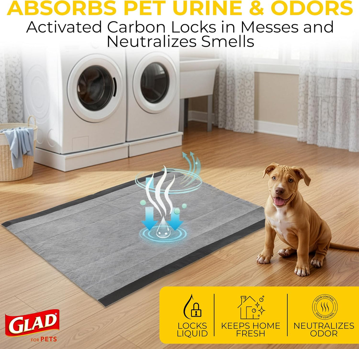 Glad for Pets XL Charcoal Training Pads for Dogs and Puppies, 30 Count