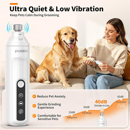 Whisper Quiet Dog Nail Grinder with Light Electric Cat Nail Trimmer