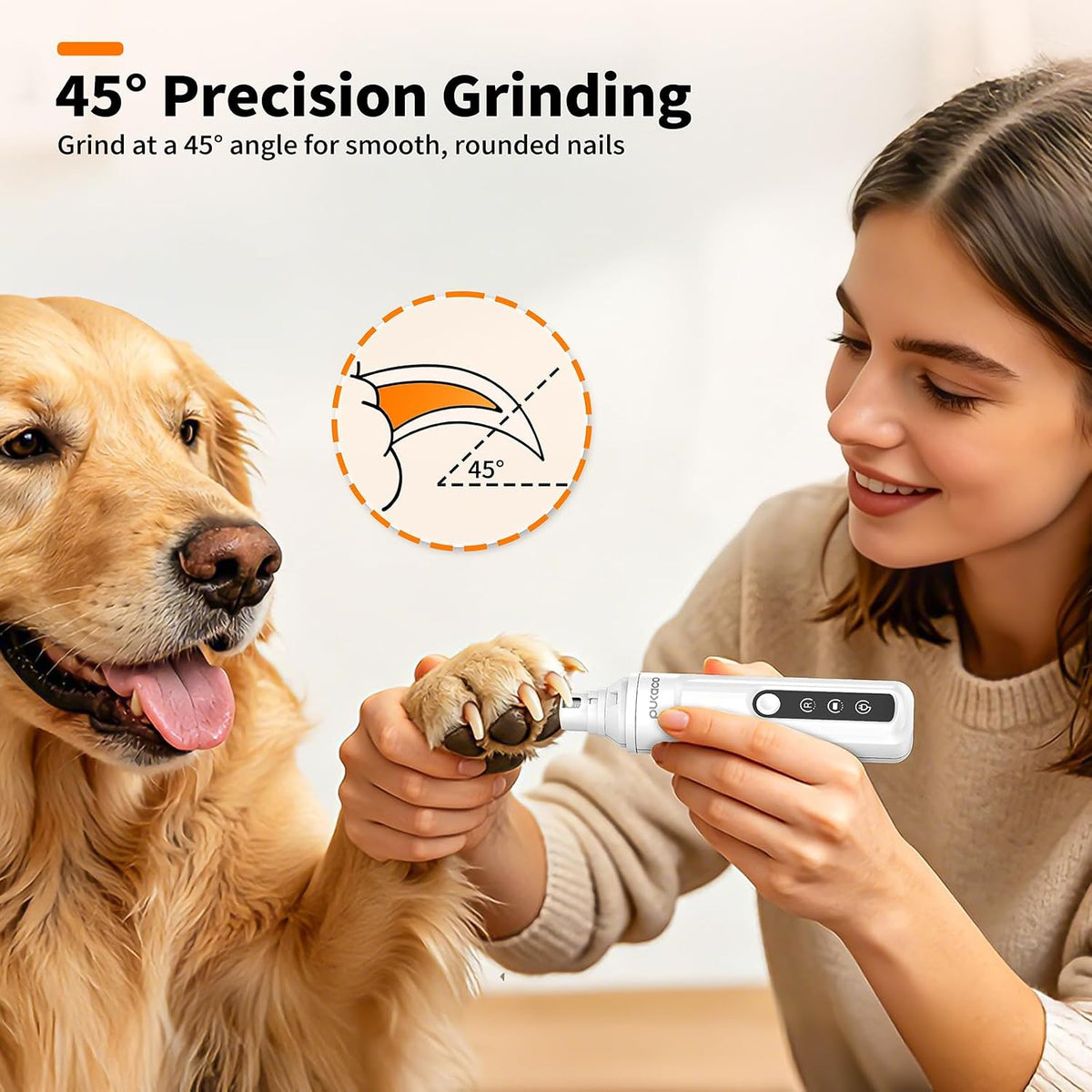 Whisper Quiet Dog Nail Grinder with Light Electric Cat Nail Trimmer