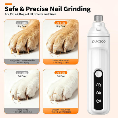 Whisper Quiet Dog Nail Grinder with Light Electric Cat Nail Trimmer