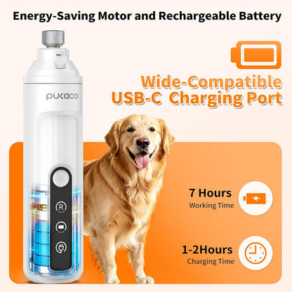 Whisper Quiet Dog Nail Grinder with Light Electric Cat Nail Trimmer