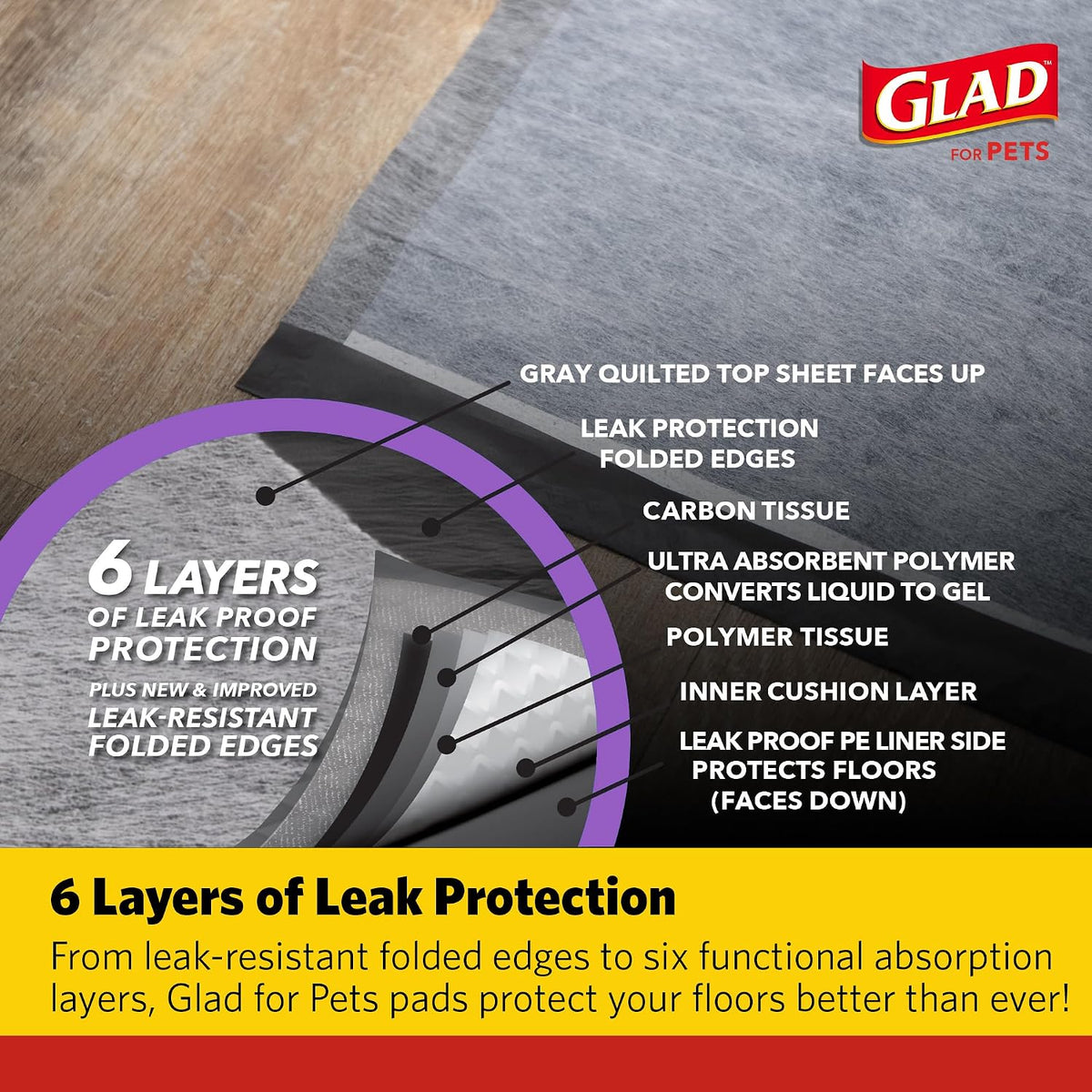 Glad for Pets Giant Activated Carbon Training Pads, 30 x 36 In, 24 Count