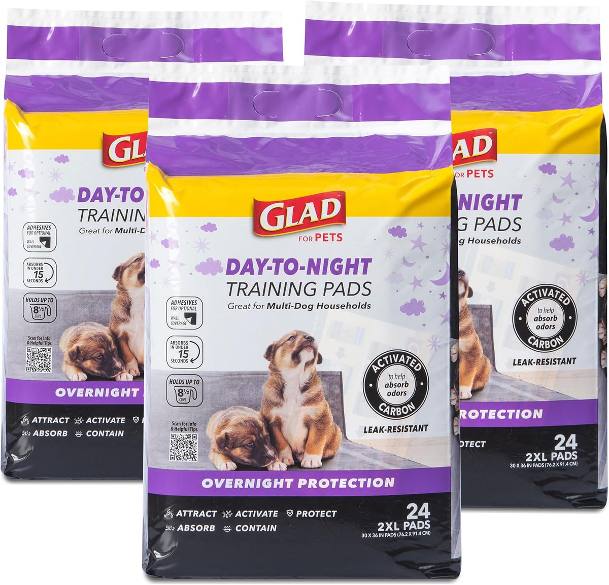 Glad for Pets Giant Activated Carbon Training Pads, 30 x 36 In, 24 Count