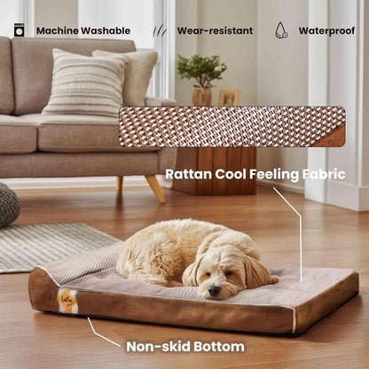 Orthopedic Dog Bed, Slate Grey 50''x36''x10'', Memory Foam