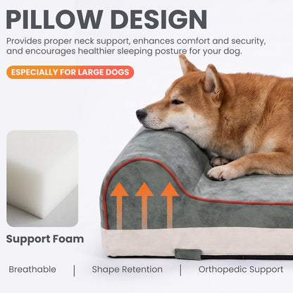 Orthopedic Dog Bed, Slate Grey 50''x36''x10'', Memory Foam