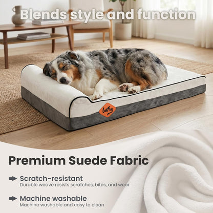 Orthopedic Dog Bed, Slate Grey 50''x36''x10'', Memory Foam
