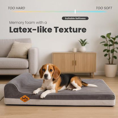 Orthopedic Dog Bed, Slate Grey 50''x36''x10'', Memory Foam