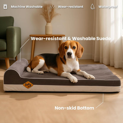 Orthopedic Dog Bed, Slate Grey 50''x36''x10'', Memory Foam