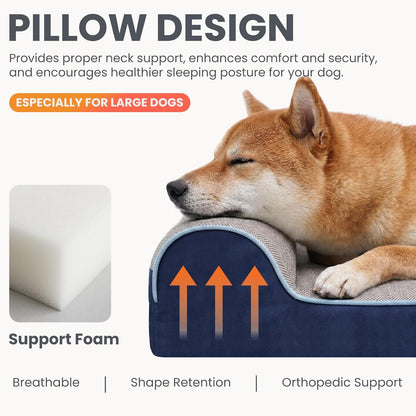Orthopedic Dog Bed, Slate Grey 50''x36''x10'', Memory Foam