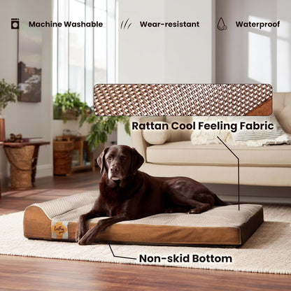 Orthopedic Dog Bed, Slate Grey 50''x36''x10'', Memory Foam