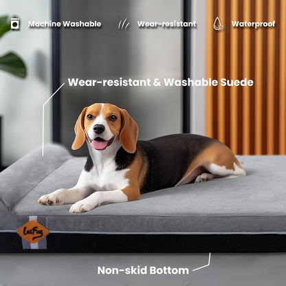 Orthopedic Dog Bed, Slate Grey 50''x36''x10'', Memory Foam