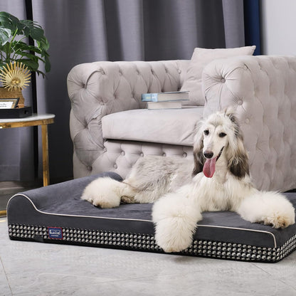 Orthopedic Dog Bed, Slate Grey 50''x36''x10'', Memory Foam
