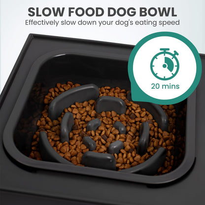 Elevated Dog Bowls with 2 Stainless Steel Dog Food Bowls, Raised Dog Bowl Adjusts to 5 Heights (3.15", 8.66", 9.84",11.02", 12.2") for Small Medium and Large Dogs