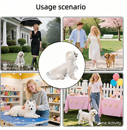 Clear Dog Rain Poncho for Small Medium Dogs,Heavy Waterproof Raincoat with Hidden Leash Hole&Adjustable Snaps,Pet Hooded Cape for Bichon Poodle (4-8lbs) (Transparent, Medium)