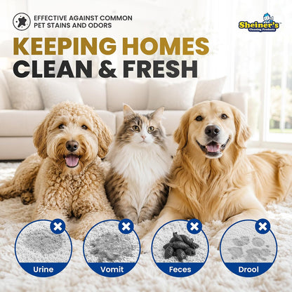 Pet Urine Enzyme Cleaner & Pet Stain & Odor Remover, Advanced Enzymatic Cleaner Solution for Carpets, Rugs, Upholstery & Multi-Surfaces, Safe for Pets & Kids. (128 oz)