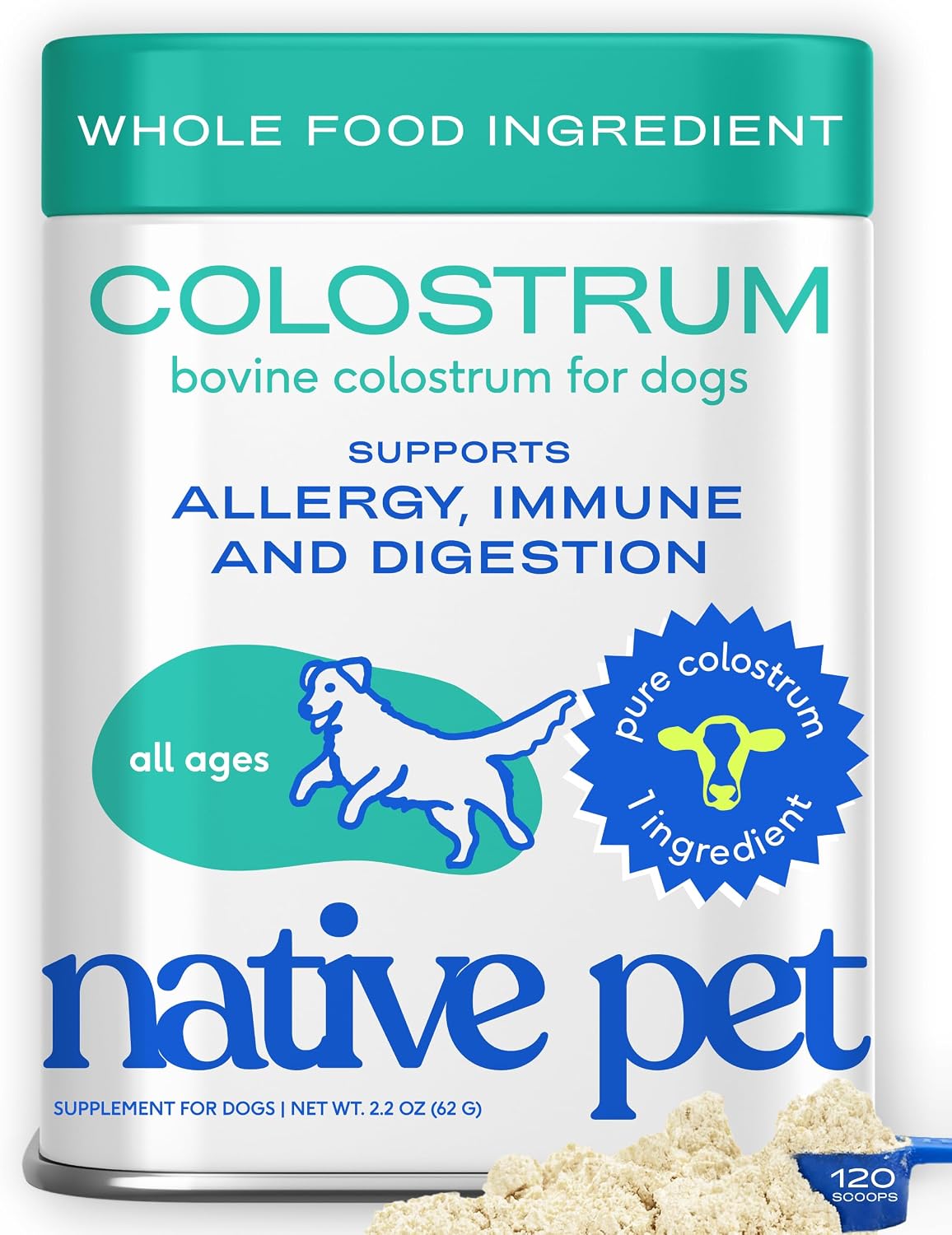 Dog Allergy Chews for Medium Breeds - Itchy Skin and Seasonal Itch Support - Colostrum, Probiotics, Spirulina - 30 Chews