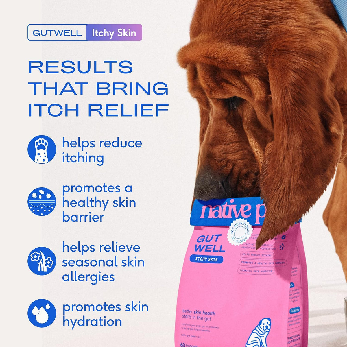 Dog Allergy Chews for Medium Breeds - Itchy Skin and Seasonal Itch Support - Colostrum, Probiotics, Spirulina - 30 Chews