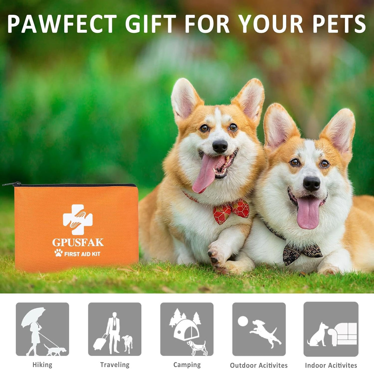 Pet First Aid Kit for Dogs & Cats - Dog First Aid Kit Pet Emergency Kit with First Aid Supplies for Home Camping Hiking Traveling