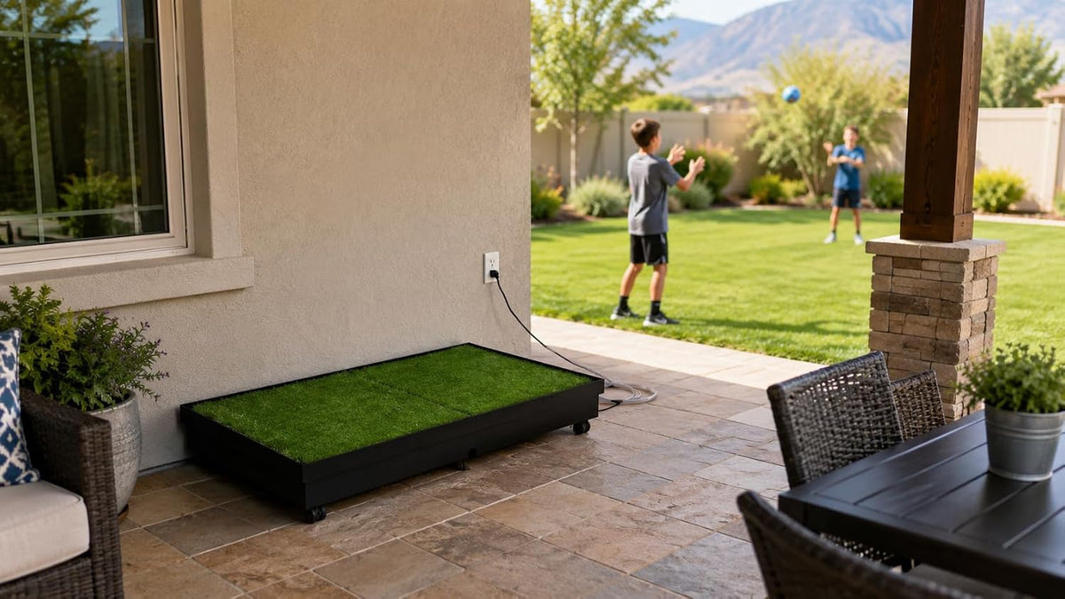 Quick and Clean 2' x 4' Basic Dog Potty Station with SmartDrain Wastewater System – Artificial Grass Indoor & Outdoor Dog Potty, Automatic Liquid Removal, Locking Casters, No Floor Drain Required