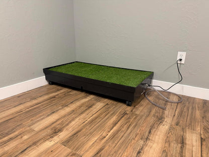 Quick and Clean 2' x 4' Basic Dog Potty Station with SmartDrain Wastewater System – Artificial Grass Indoor & Outdoor Dog Potty, Automatic Liquid Removal, Locking Casters, No Floor Drain Required
