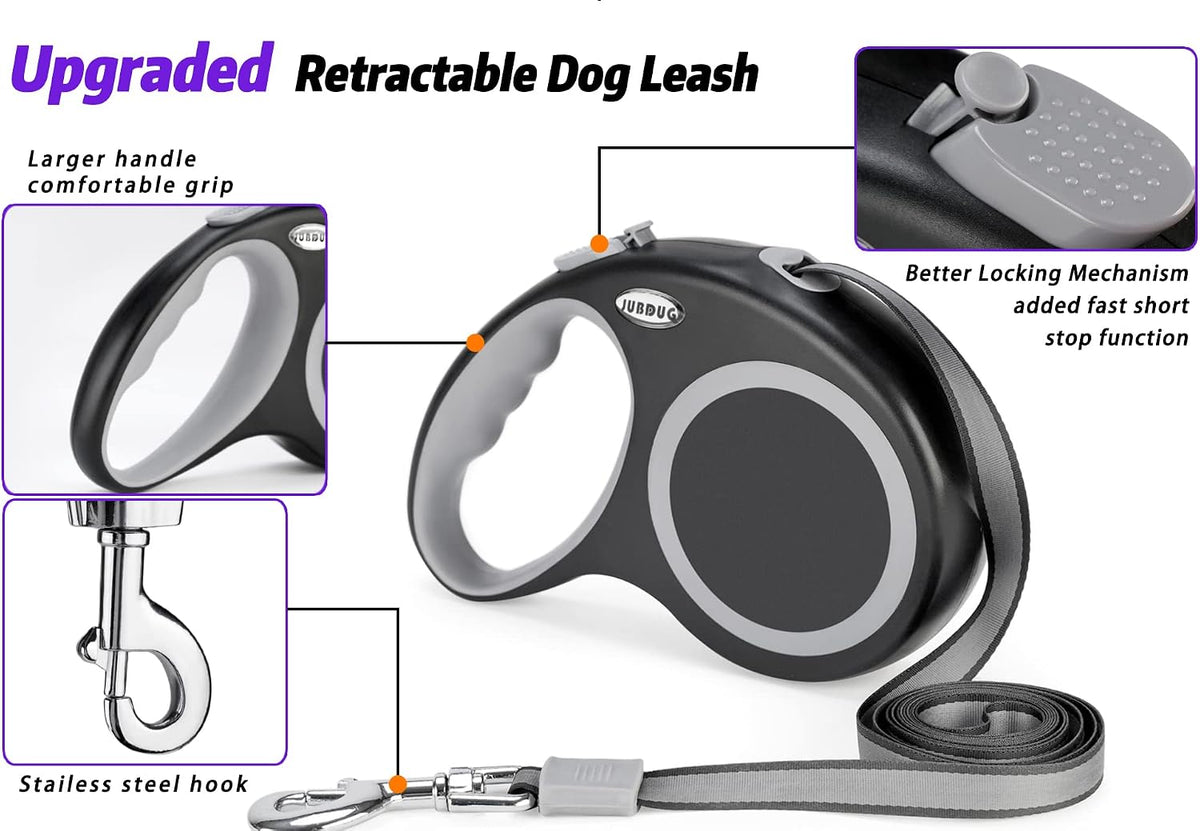 Retractable Dog Leash, 26 Feet Dog Leash for Small to Large Dogs up to 110lbs,Heavy Duty Design with Anti-Slip Handle, One-Handed Quick-Lock Braking System.