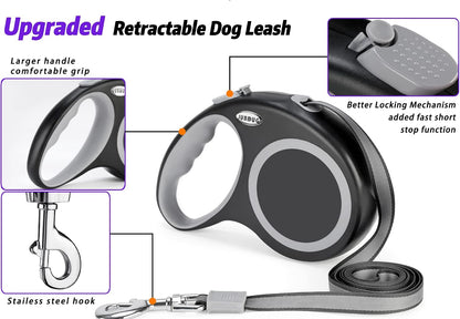 Retractable Dog Leash, 26 Feet Dog Leash for Small to Large Dogs up to 110lbs,Heavy Duty Design with Anti-Slip Handle, One-Handed Quick-Lock Braking System.