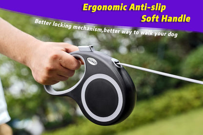Retractable Dog Leash, 26 Feet Dog Leash for Small to Large Dogs up to 110lbs,Heavy Duty Design with Anti-Slip Handle, One-Handed Quick-Lock Braking System.