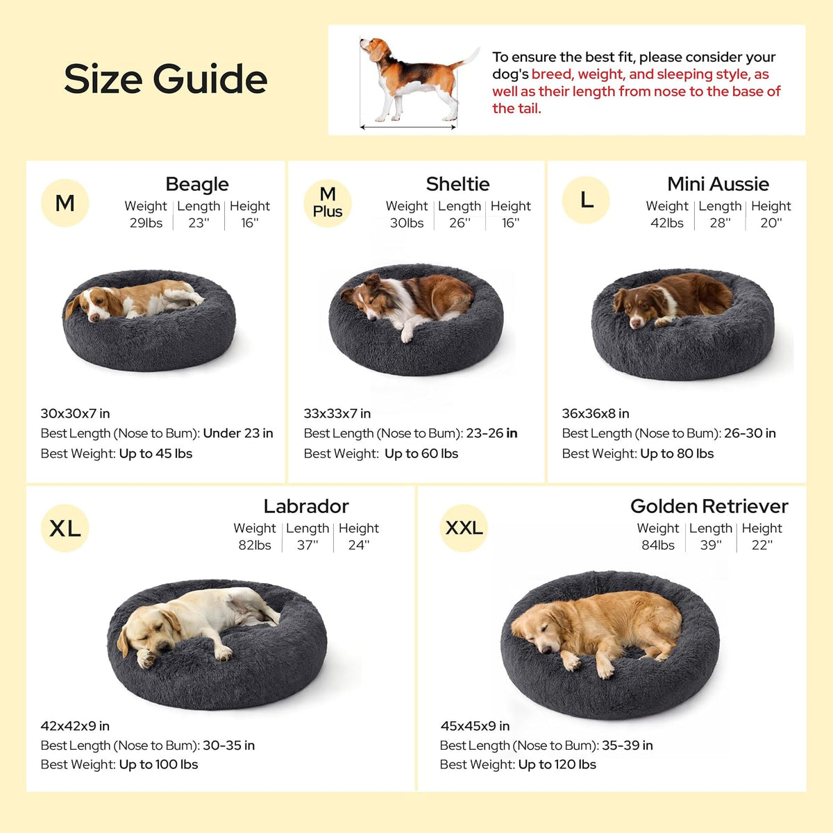 SupportMax® Calming Dog Bed Medium Size Dog Washable Pet Bed,30in