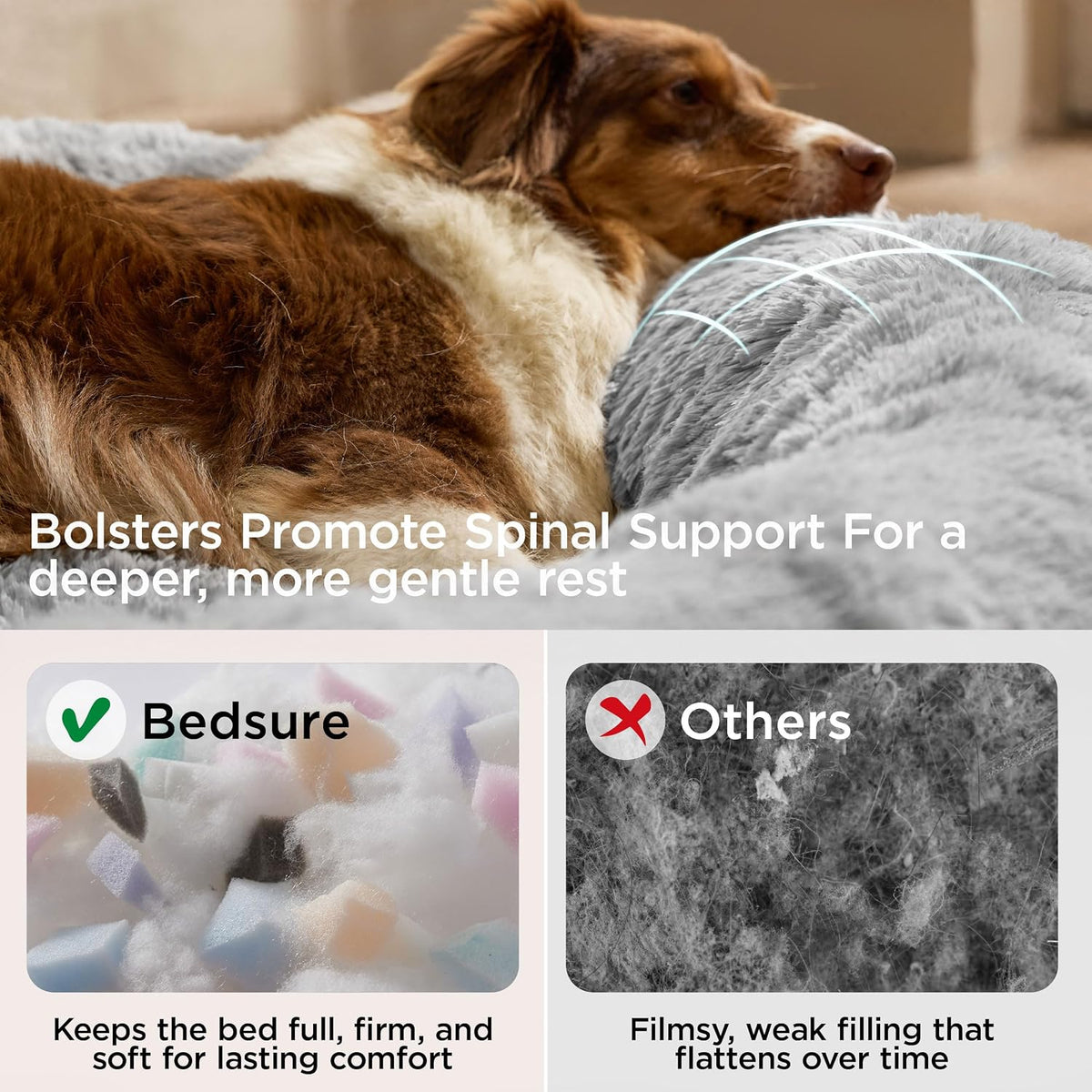 SupportMax® Calming Dog Bed Medium Size Dog Washable Pet Bed,30in