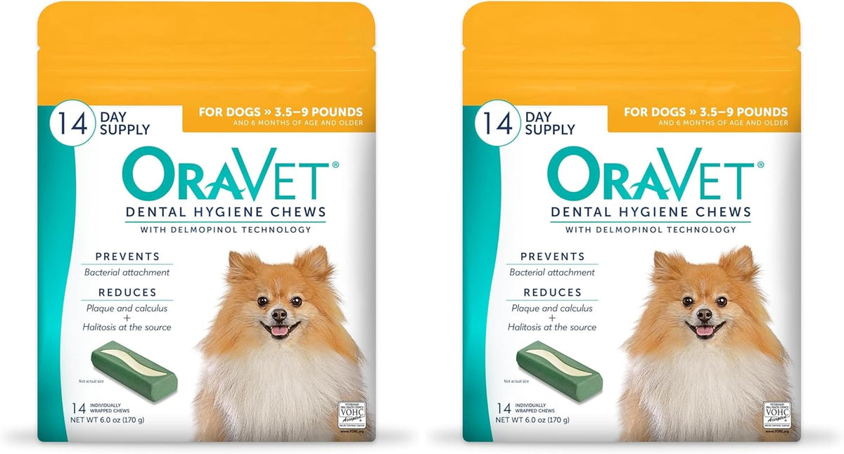 Dental Chews for Dogs, Oral Care and Hygiene Chews (Extra Small Dogs, 3.5-9 lbs.) Yellow Pouch