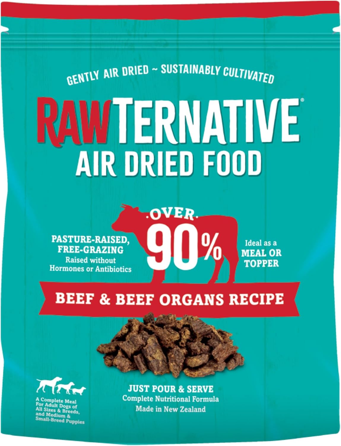 RawTernative Air-Dried Dog Food, Beef & Beef Organs Recipe, 1 lb