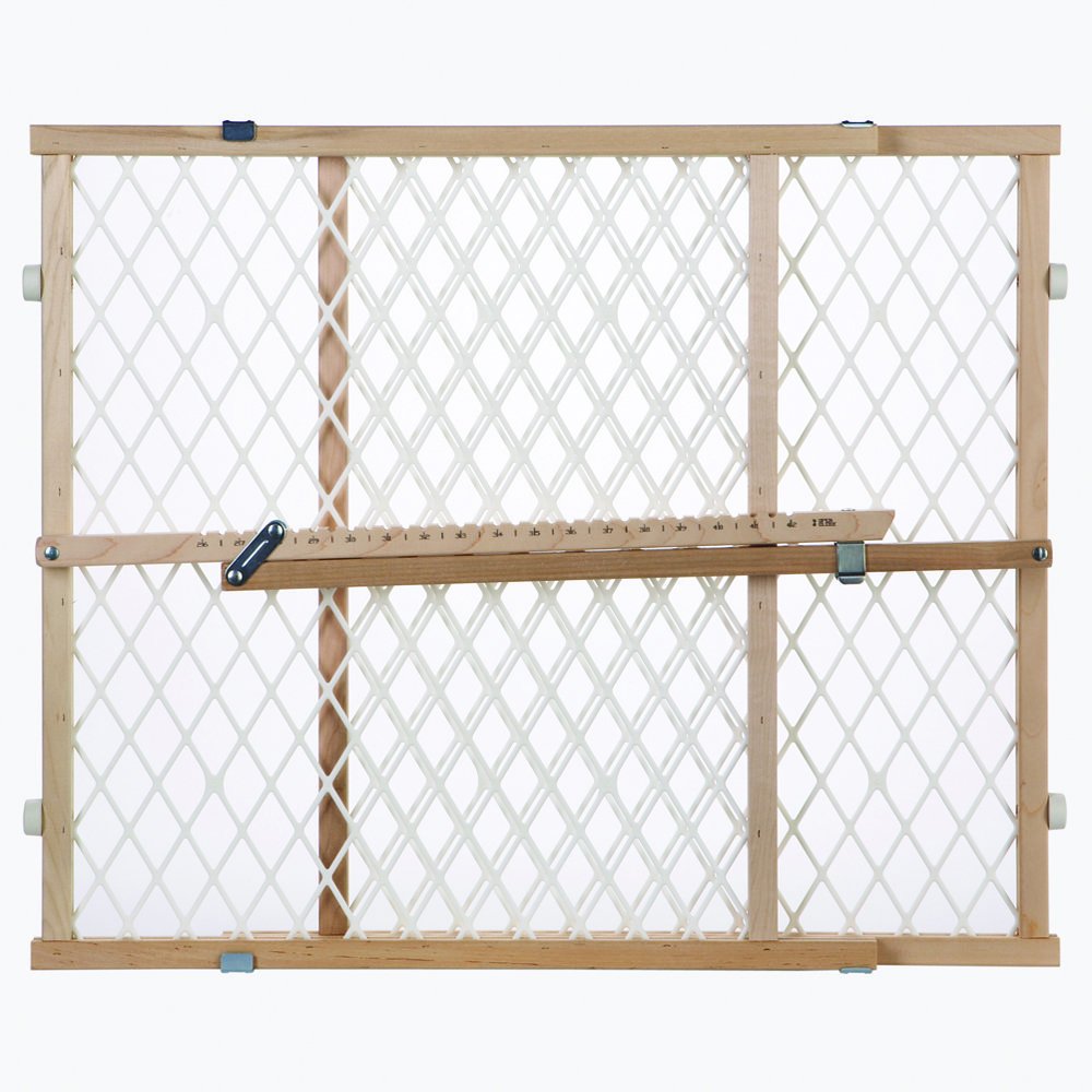 Diamond Mesh Wooden Baby Gate: Pressure Mounted Baby Gate for Doorways - Adjustable 26.5 to 42 Inches Wide - 23 Inches Tall
