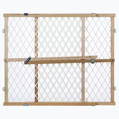 Diamond Mesh Wooden Baby Gate: Pressure Mounted Baby Gate for Doorways - Adjustable 26.5 to 42 Inches Wide - 23 Inches Tall