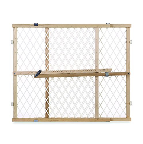 Diamond Mesh Wooden Baby Gate: Pressure Mounted Baby Gate for Doorways - Adjustable 26.5 to 42 Inches Wide - 23 Inches Tall