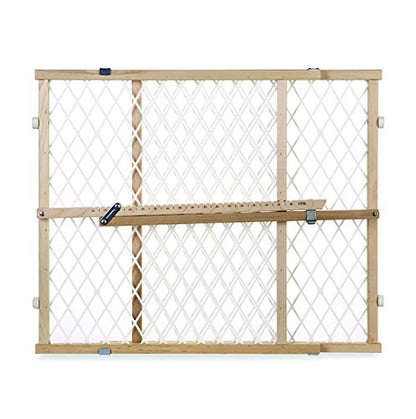 Diamond Mesh Wooden Baby Gate: Pressure Mounted Baby Gate for Doorways - Adjustable 26.5 to 42 Inches Wide - 23 Inches Tall